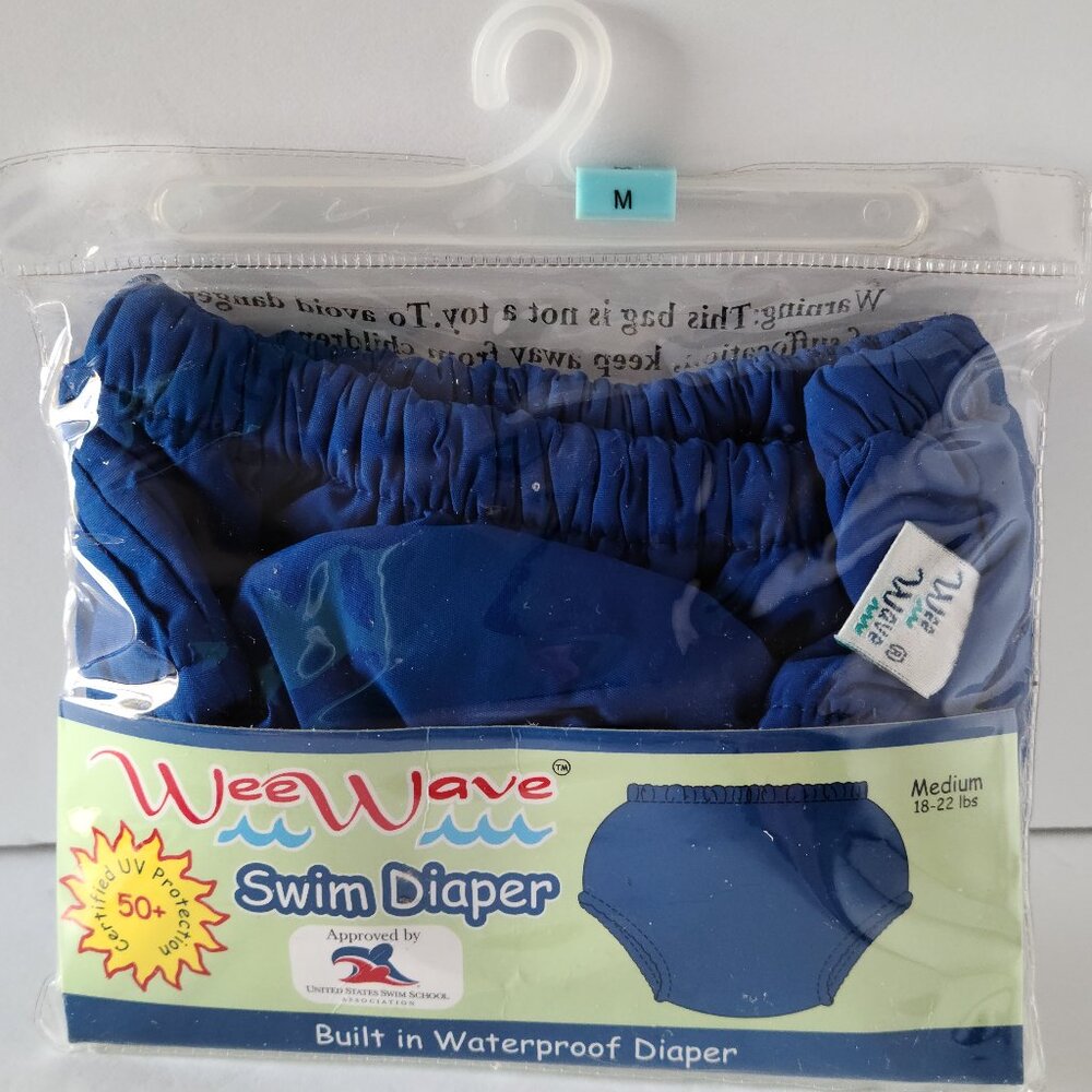 WEE WAVE BOYS' REUSABLE SWIM DIAPER TRUNKS TERRY CLOTH LINING MEDIUM (18-22 LBS)